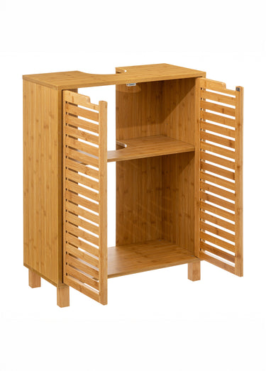 Meuble en bambou sous évier, 2 portes Bambou