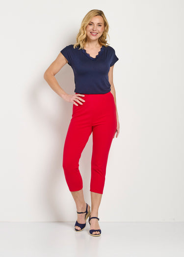 Legging court taille élastiquée coton Uni Capucine