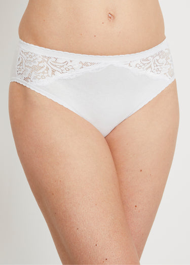 Culotte échancrée dentelle coton - lot de 3 Blanc Lot 3