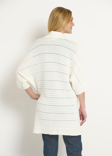 Gilet long ajouré coupe confort Ecru