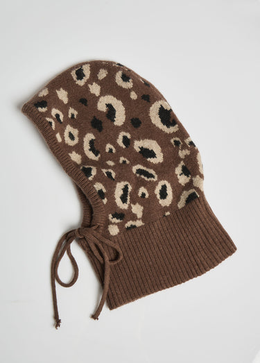 Cagoule maille léopard avec laine Leopard
