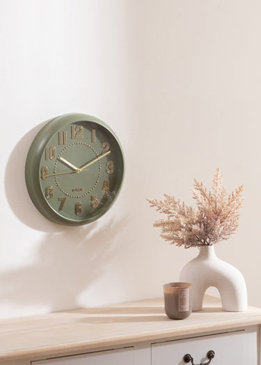 Horloge tendance avec aiguilles métal Vert