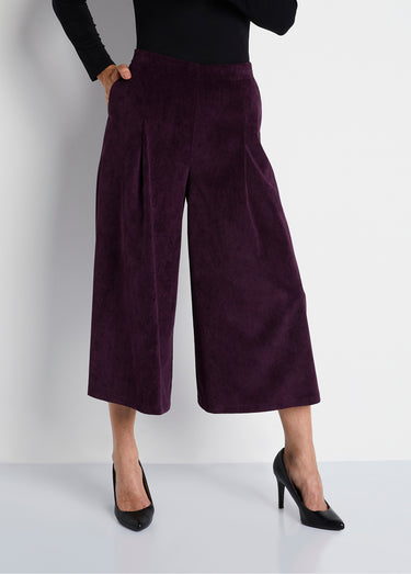 Jupe-culotte longue velours milleraies Prune
