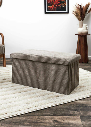Pouf bouclette avec coffre de rangement 2B Taupe