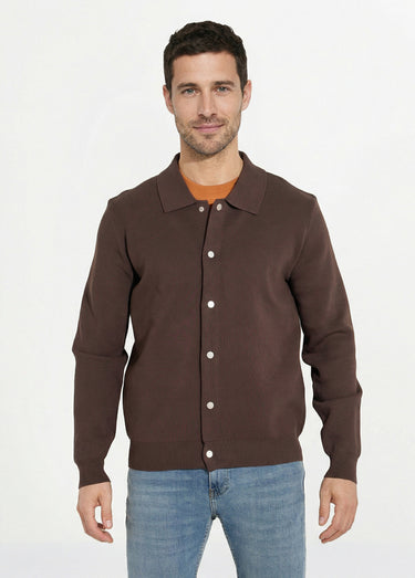 Gilet pressionné en maille jacquard Marron