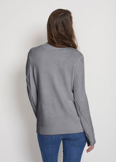 Pull chaud court col montant torsades Gris