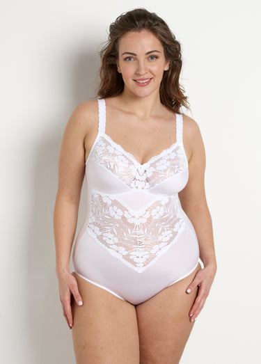 Body sans armatures dentelle incrustée Blanc