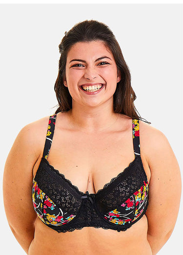 Soutien-gorge armatures, imprimé fantaisie Noir/Jaune