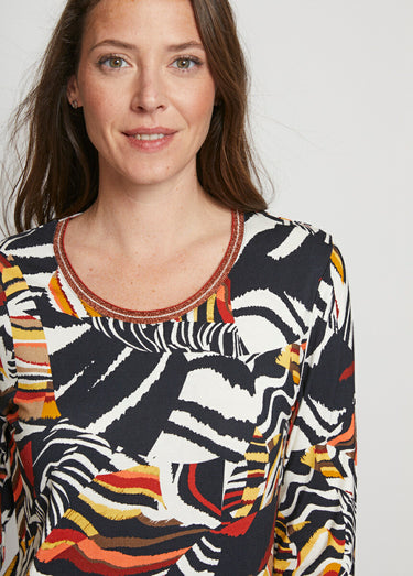 T-shirt manches longues imprimé Miel/Noir