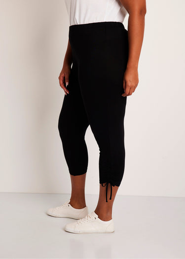 Legging court ceinture élastiqué Uni Noir