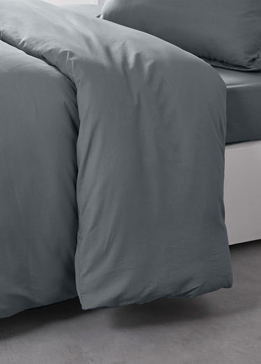 Housse de couette coton uni Acier