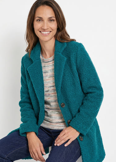 Manteau tissu bouclette mi-long boutonné Canard