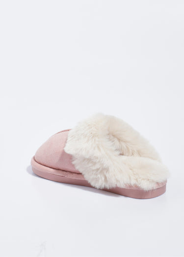Chaussons mules avec fourrure synthétique Rose