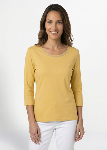 Tee-shirt manches 3/4 fantaisie cloutée Jaune