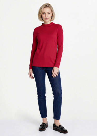 Sous-pull chaud col roulé maille interlock unie Bordeaux