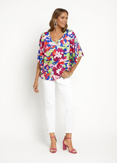 Tunique manches papillon imprimé arty Rose imprimé
