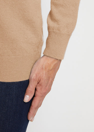 Pull chaud col montant avec laine et angora Camel