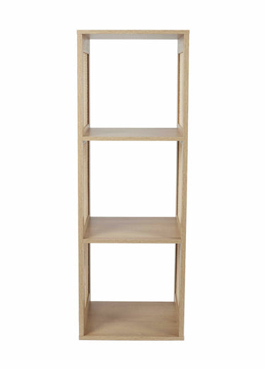 Meuble rangement 3 cases bois et cannage Marron