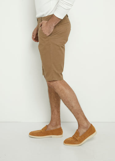 Bermuda en toile de coton extensible Camel
