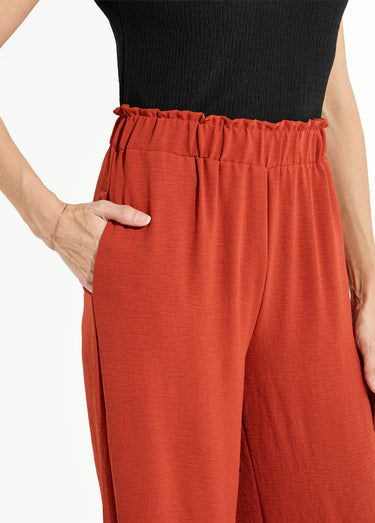 Pantalon large fluide en crêpe Terracota