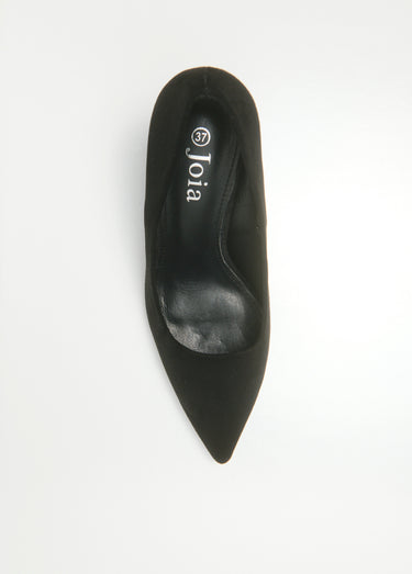 Escarpin talon haut large, finition daim Noir