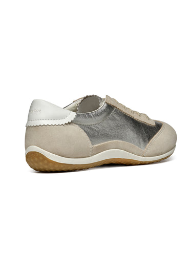 Baskets multimatières à lacets semelle fine Taupe Dore
