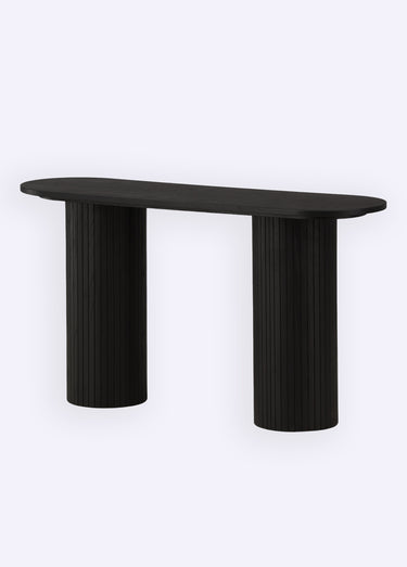 Console en bois, pieds façon colonne Noir