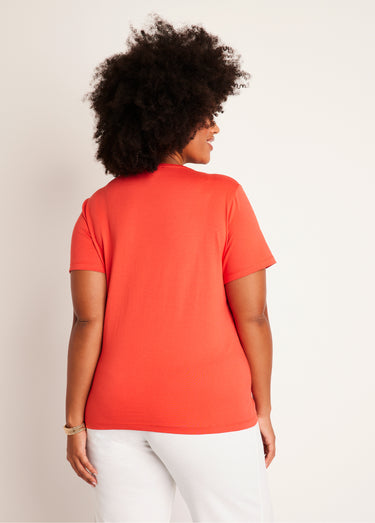 T-shirt court brodé manches courtes Orange