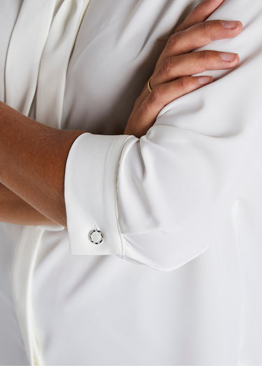 Tunique boutonnée avec lavallière Naturel