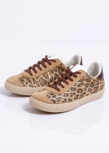 Baskets cuir à lacets imprimé léopard Leopard