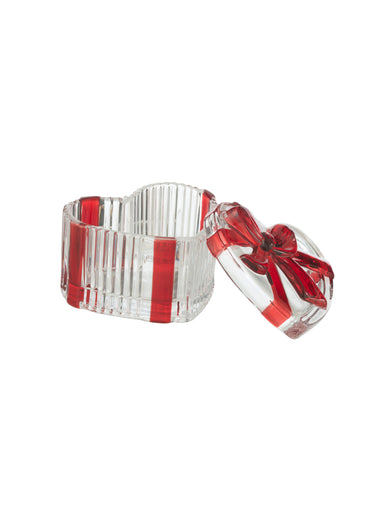 Boite forme coeur en verre avec noeud Blanc