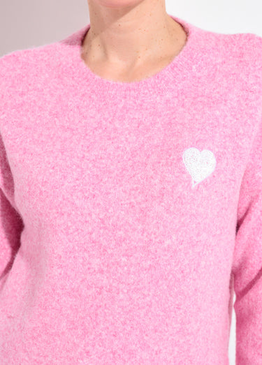 Pull col rond détail motif sequins Rose