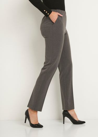 Pantalon droit taille semi-élastiquée Gris