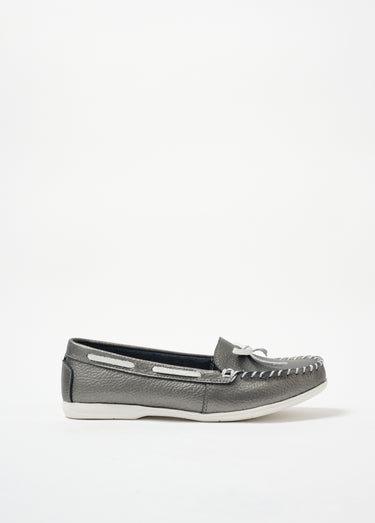 Mocassin bicolore en cuir esprit bateau Gris