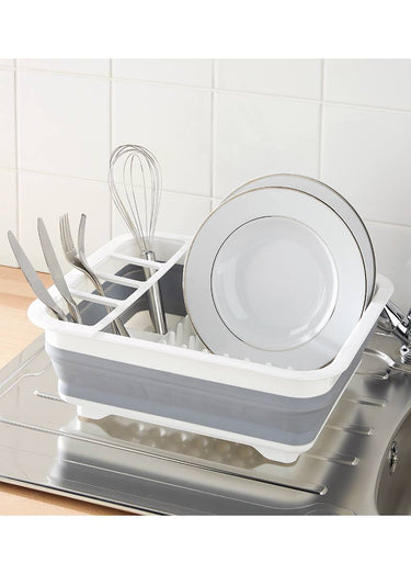 Égouttoir vaisselle pliable Blanc/Gris