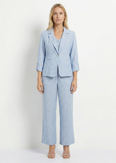 Veste tailleur rayée, aspect irrégulier Bleu