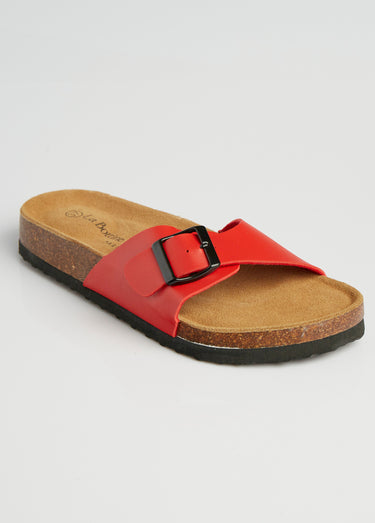 Mules avec boucle et semelle anatomique Rouge