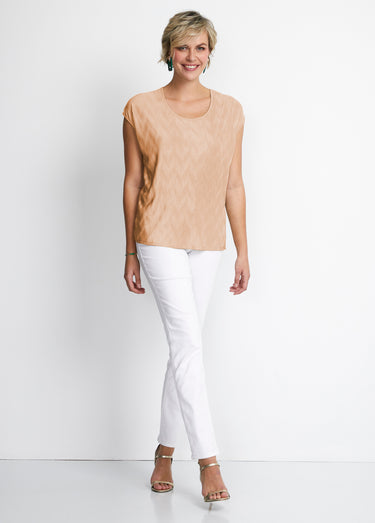 Top court plissé satiné Beige