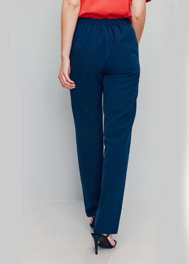 Pantalon effet pont en tissu extensible Marine