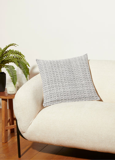 Housse coussin tissée 50x50cm, rectangles Blanc / Noir