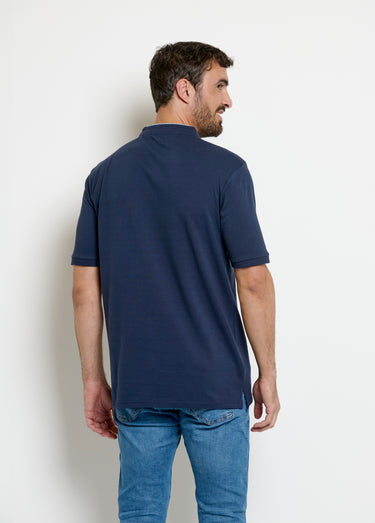 Polo col officier contrastant Bleu Marine