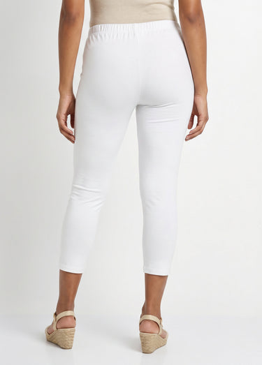 Legging court uni ceinture élastiquée Blanc