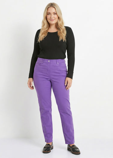 Pantalon droit 5 poches coton stretch Violet