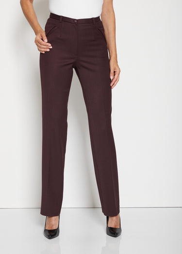 Pantalon taille semi-élastiquée droit Prune
