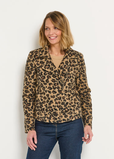 Veste motard léopard aspect laineux Leopard