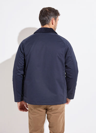 Veste anglaise chic ouatinée col velours Marine