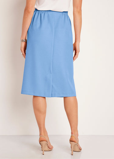 Jupe droite longue gabardine Bleu