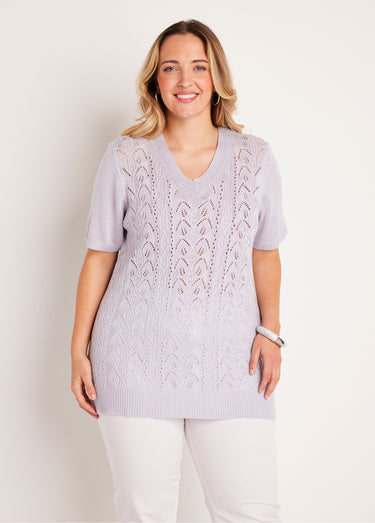 Pull-tunique long col V Argent