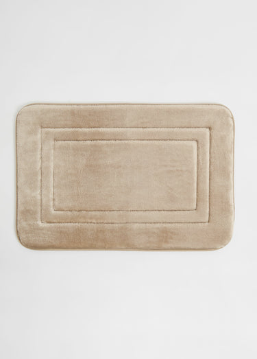 Set 2 pièces bain Rideau + Tapis velours Beige