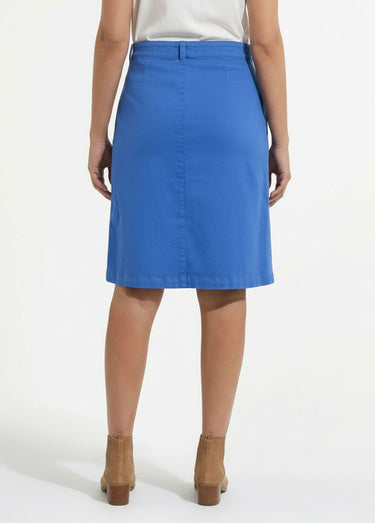 Jupe courte cargo coton stretch Bleu